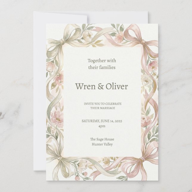 Invitación Boda de Magnolia Rosa (Anverso)