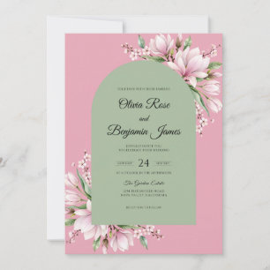Invitación Boda de Magnolia Rosa Claro y Menta