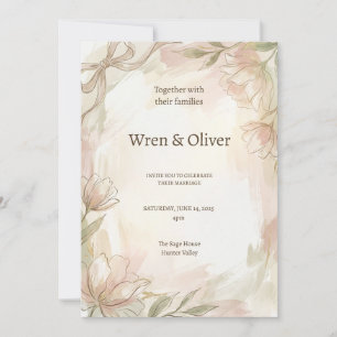 Invitación Boda de Magnolia Rosada