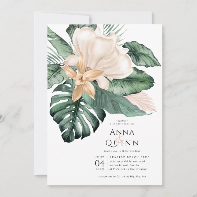 Invitación Boda de Magnolia Tropical (Anverso)