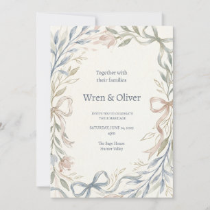 Invitación Boda de Magnolia Verde Azul