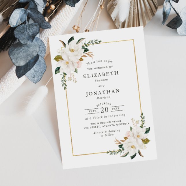 Invitación boda de magnolias blancas (Subido por el creador)