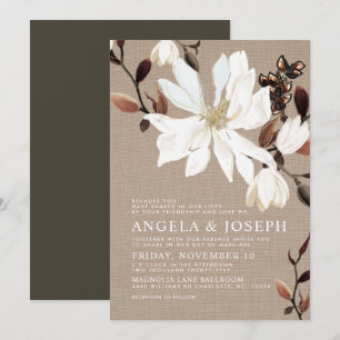 Invitación Boda de Magnolias Burlap