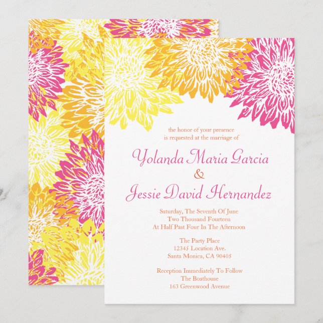 Invitación Boda de Mamáes de color brillante (Anverso / Reverso)