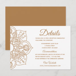Invitación Boda de Mandala detalla a Brown Boho indio moderno