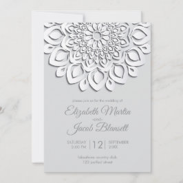 Invitación Boda de Mandala en papel blanco moderno