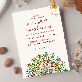 Invitación Boda de Mandala en selva selvática verde esmeralda