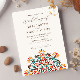 Invitación Boda de Mandala floral de fusión india Rising Boho