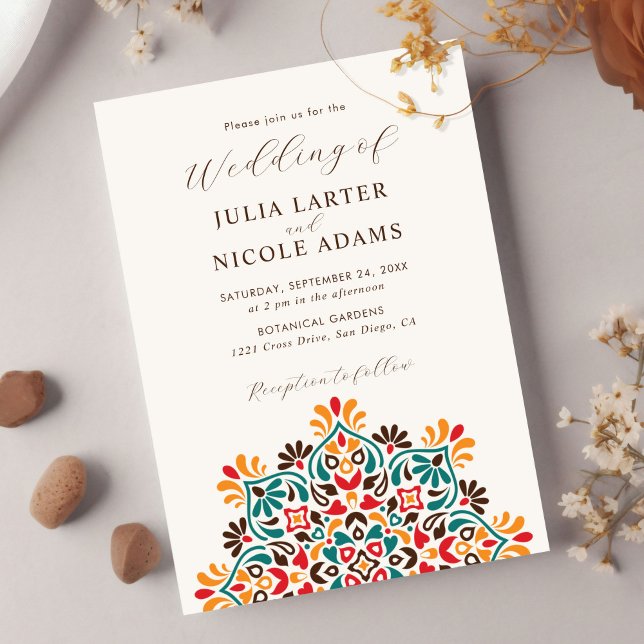 Invitación Boda de Mandala floral de fusión india Rising Boho (Subido por el creador)