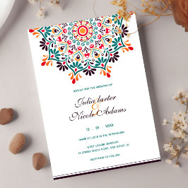 Invitación Boda de Mandala floral de fusión india Rising Boho