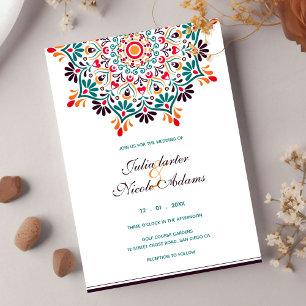 Invitación Boda de Mandala floral de fusión india Rising Boho