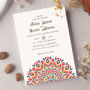 Invitación Boda de Mandala, florido y colorido Boho