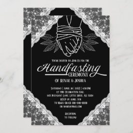 Invitación Boda de manos juntas en mango de encaje blanco