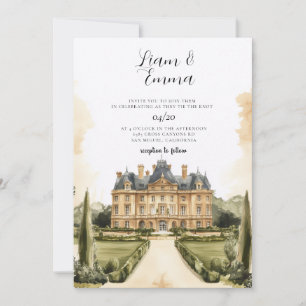 Invitación Boda de mansión inglesa en acuarela vintage