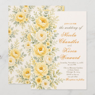 Invitación Boda de Mantequilla Amarilla y Salvia