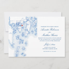 Invitación Boda de Mapa de la Marina Maine de Linekin Bay Res