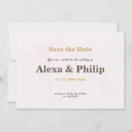 Invitación Boda de Mapa Rosa y Oro