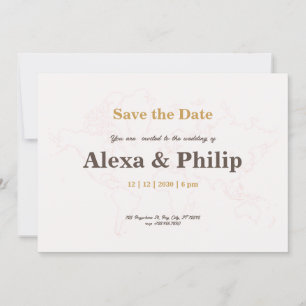 Invitación Boda de Mapa Rosa y Oro