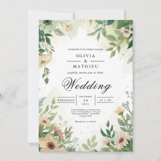 Invitación Boda de marco botánico eéreo verde