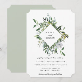 Invitación Boda de marco botánico Sage polvoriento