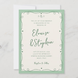 Invitación Boda de marco caprichoso con mano de cosecha franc