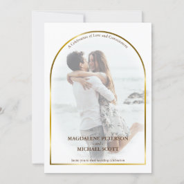 Invitación Boda de marco de arco de oro fotográfico personal