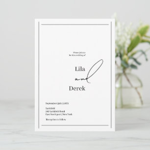 Invitación Boda de Marco de Borde de Escritura Simple en Blan