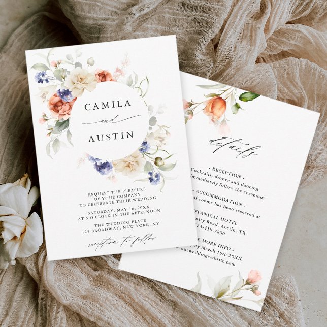 Invitación Boda De Marco De Círculo Floral De Todo En Un Jard (Subido por el creador)