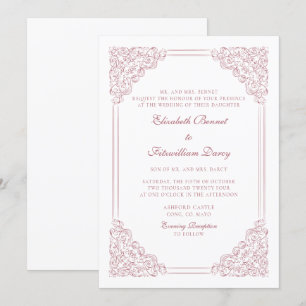 Invitación Boda de marco de color rosa oscuro barroco victori