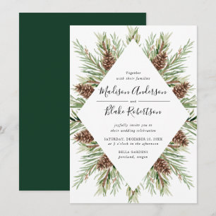 Invitación Boda de marco de cono de color de agua de invierno