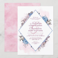 Boda de marco de diamante azul y rosa de encanto p