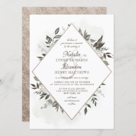 Invitación Boda de marco de diamante dorado de Rosa de estilo