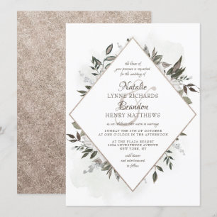 Invitación Boda de marco de diamante dorado de Rosa de estilo