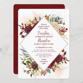 Invitación Boda de marco de diamante dorado Mistletoe Manor R