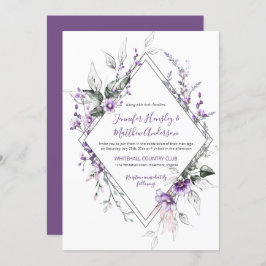 Invitación Boda de marco de diamante morado y Rubor |