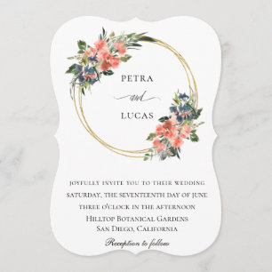 Invitación Boda de marco de enlace floral de color de agua de