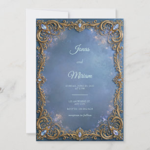 Invitación Boda de Marco de Filigrana Cristal Azul Polvorient