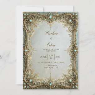 Invitación Boda de Marco de Filigrana de Joyas de Aqua Antigu