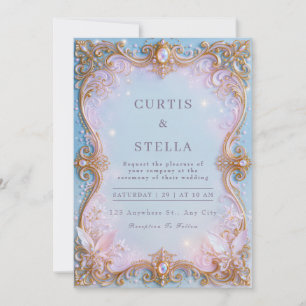 Invitación Boda de Marco de Filigrana de Joyas de Hada Pastel