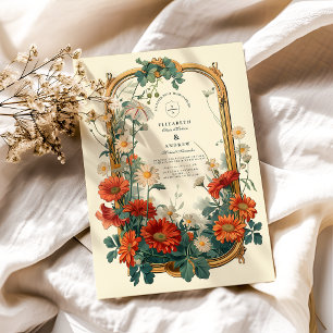 Invitación Boda de marco de flor silvestre Art Nouveau