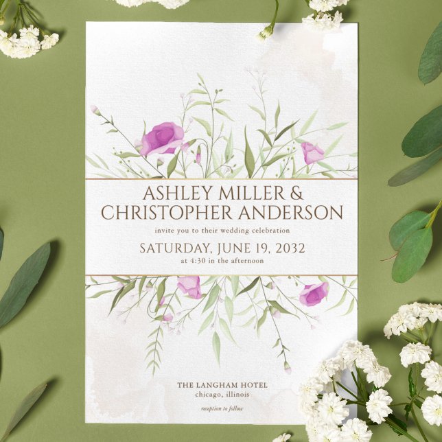 Invitación Boda de marco de flores silvestres de lavanda simp (Subido por el creador)