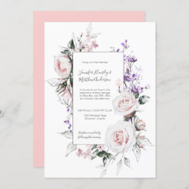 Invitación Boda de marco de flores silvestres moradas de rosa