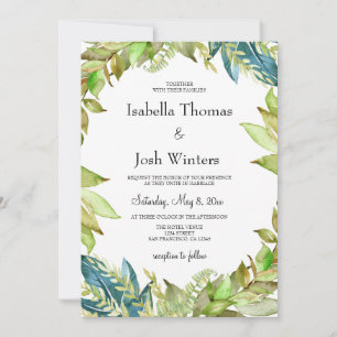 Invitación Boda de marco de follaje de vegetación