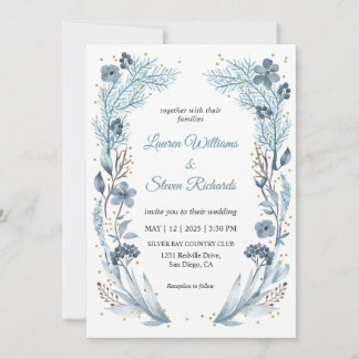Invitación Boda de marco de hielo azul suave de luz blanca pe