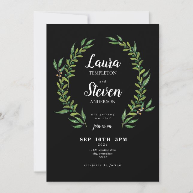 Invitación Boda de marco de hoja (Anverso)