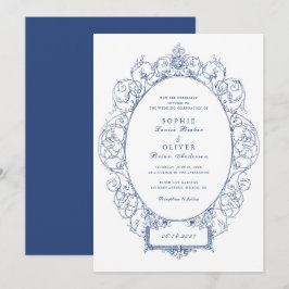 Invitación Boda de marco de hoja floral con ornamento elegant