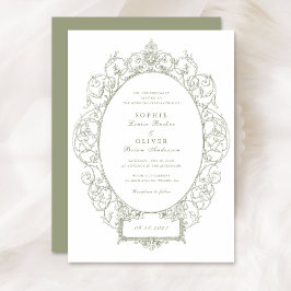 Invitación Boda de marco de hoja floral con ornamento elegant