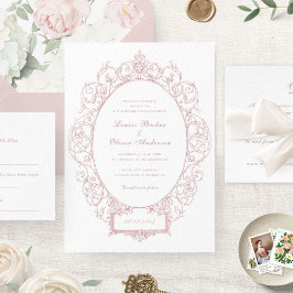 Invitación Boda de marco de hoja floral con ornamento elegant