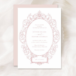 Invitación Boda de marco de hoja floral con ornamento elegant
