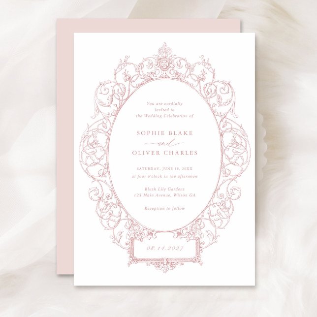 Invitación Boda de marco de hoja floral con ornamento elegant (Subido por el creador)